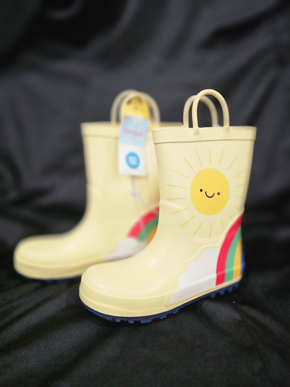 Cat & Jack Yellow Sun & Rainbow Kids Rain Boots